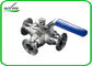 Válvulas de bola sanitárias de aço inoxidável da maneira do manual três de SS304 316L para aplicações higiênicas do encanamento